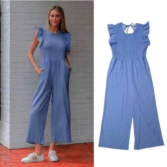 Michelle McDowell Zoey Secret Hideaway Cornflower Jumpsuit Size XL - Picture 1 of 15